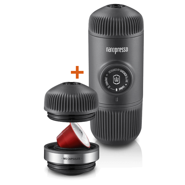 Wacaco | Nanopresso + NS Adapter | Portable Espresso Machine for ground coffee and Nespresso® compatible capsules | 2 in 1